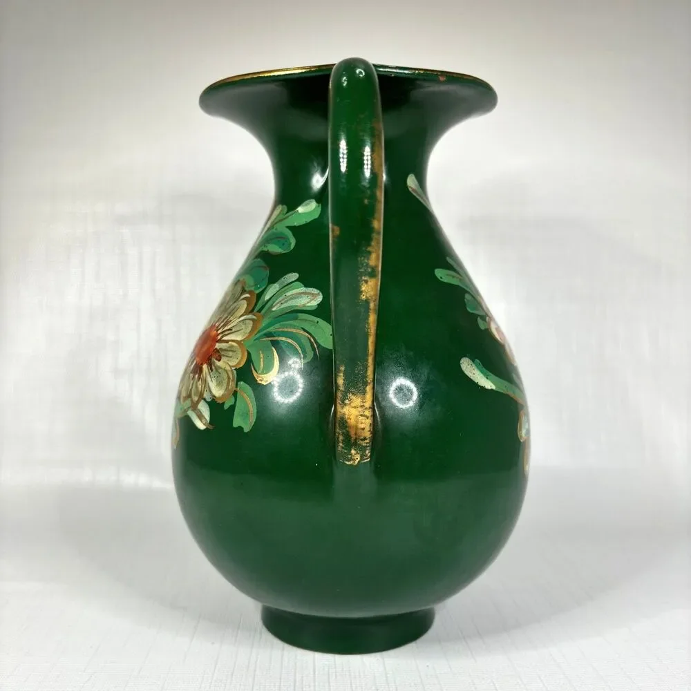 Italian Cottagecore Farmhouse Water Pitcher Floral Country Hand Painted Vintage